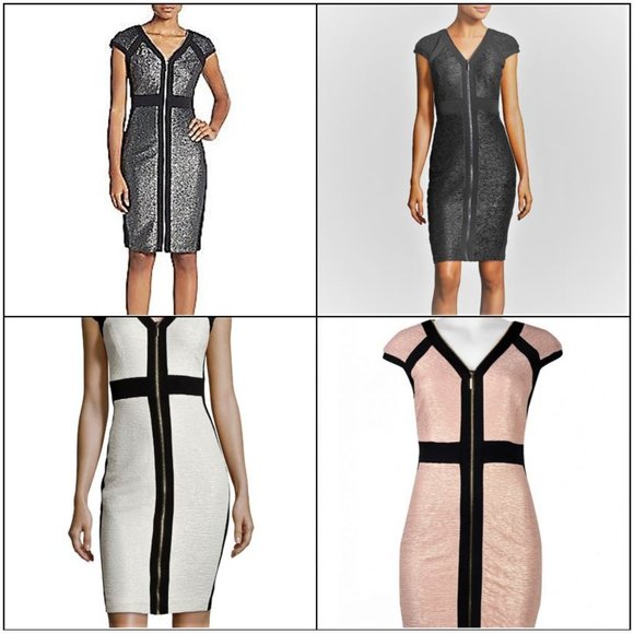 *JAX* Textured Zip-Front Cap-Sleeve Black Dress - Size 2 - Picture 12 of 15